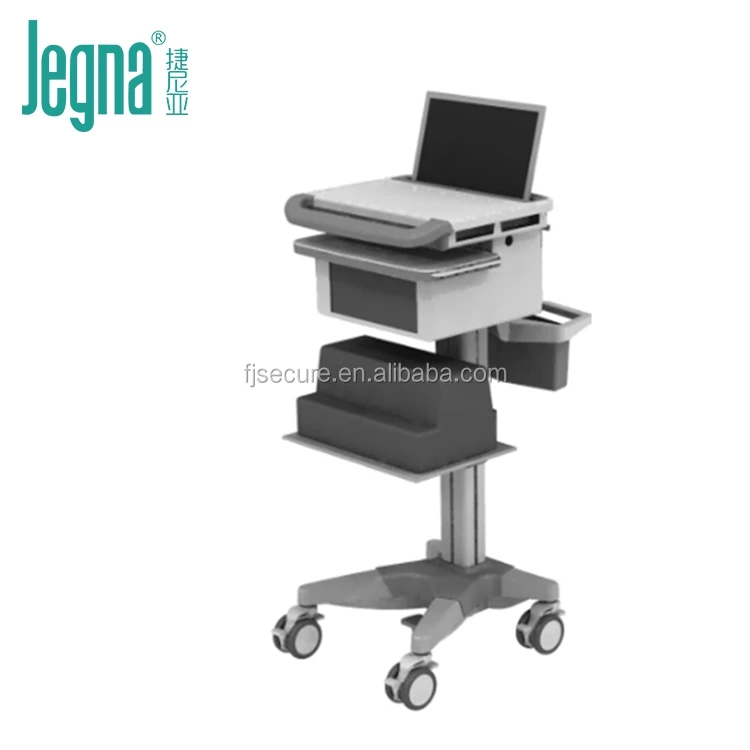 Регулируемая по высоте серая белая медицинская тележка для ноутбука