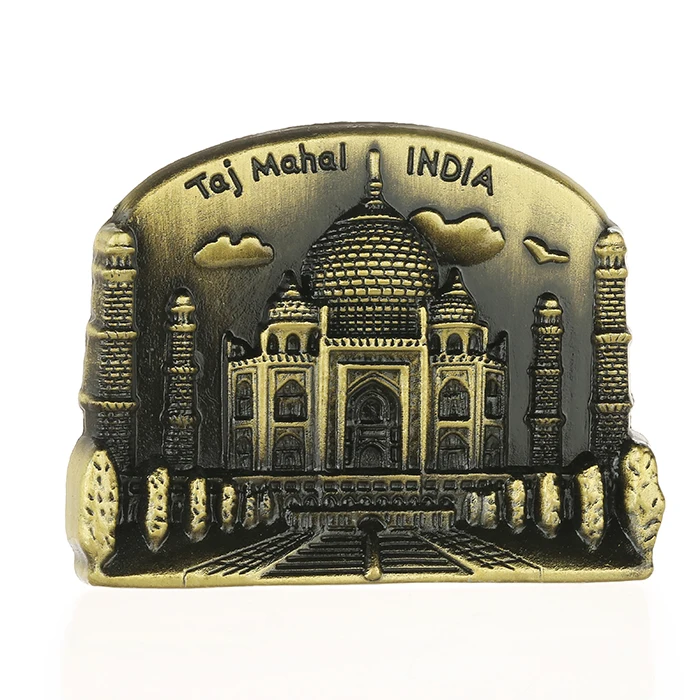 Customer-designed Taj Mahal India metal souvenir fridge magnet with 3D effect