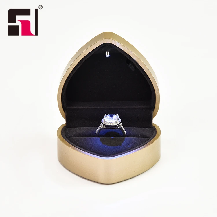 Custom heart shaped ring packaging box, fashion led light jewelry box