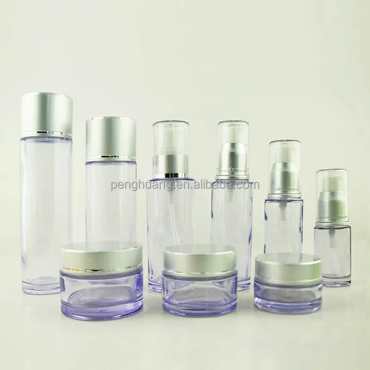 
wholesale translucent blue cosmetic packaging set empty glass cream jar bottle cosmetics cream glass bottles and jars skin care 