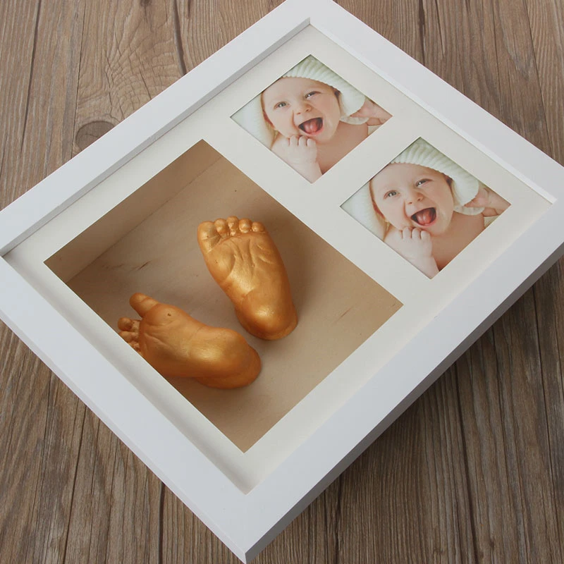 Babi hand and foot prints Photo frame 3D three-dimensional hand and foot model Souvenir diatom salt model Newborn gift