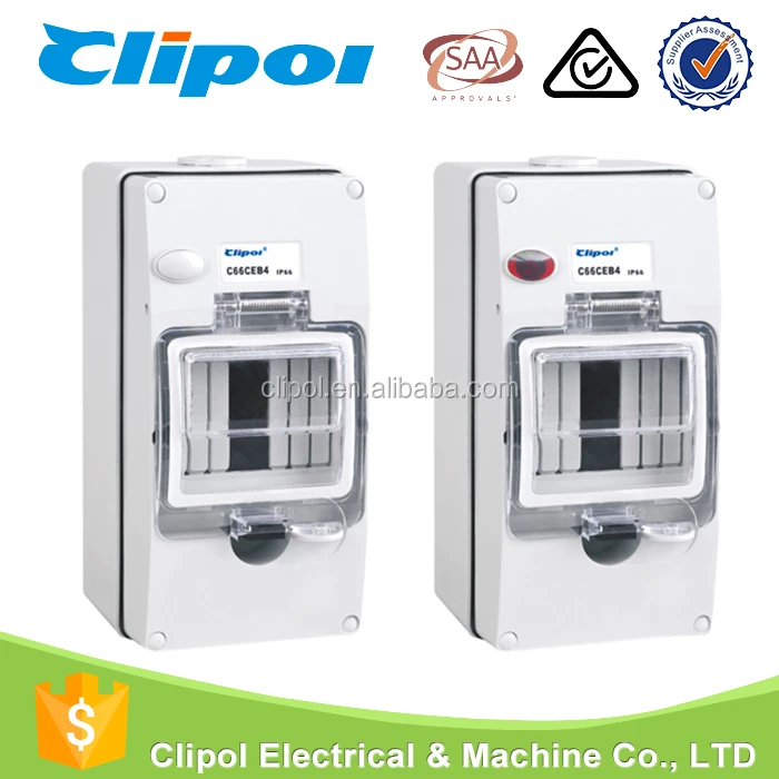 4 Pole Weatherproof Switch Box with Neon Weatherproof 4 Gang Housing