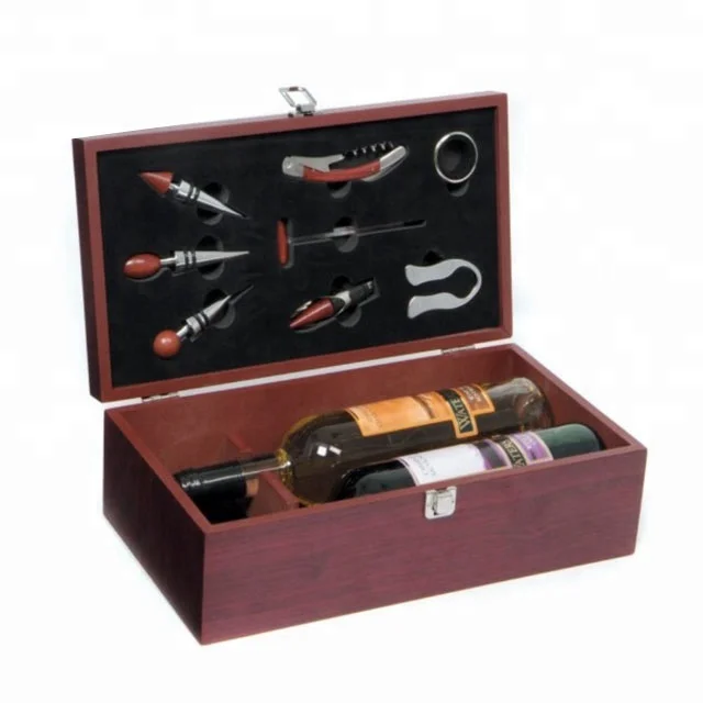 rose wood hot sale double bottle wine box with accessories