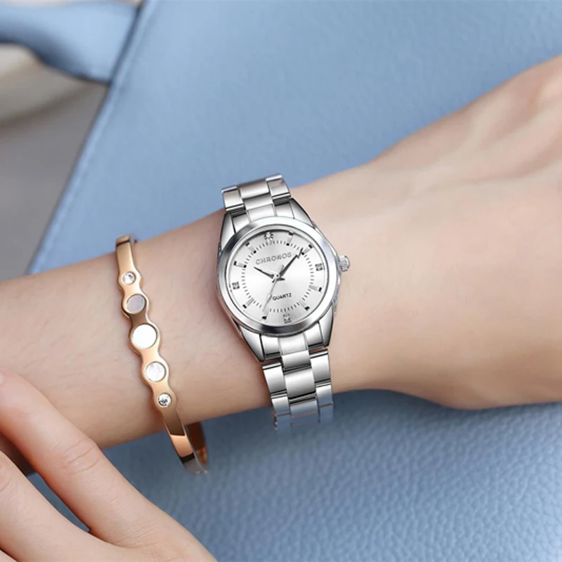 Chronos Watch Women Luxury Quartz Watch Waterproof Ladies Wrist Watches Stainless Steel Relogio Feminino