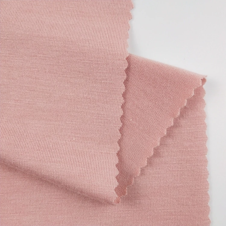 Plain dyed polyester rayon spandex single jersey knitting shirt fabric wholesale