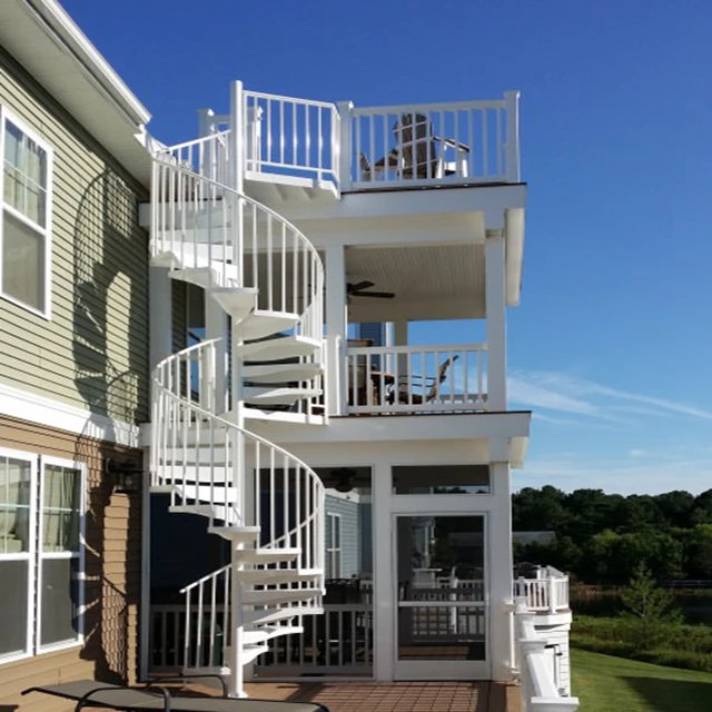 Decorative Exterior Stairs Design Used Prefab Steel Spiral Staircase