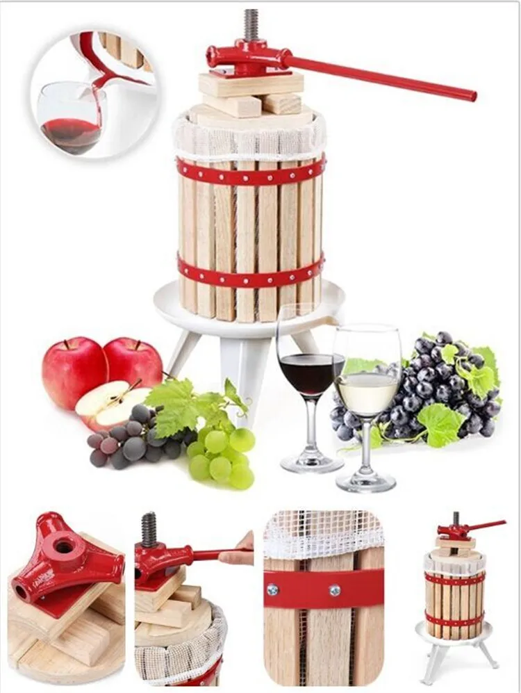 
Factory sell 6L basket manual fruit presser wooden oak fruit apples press 