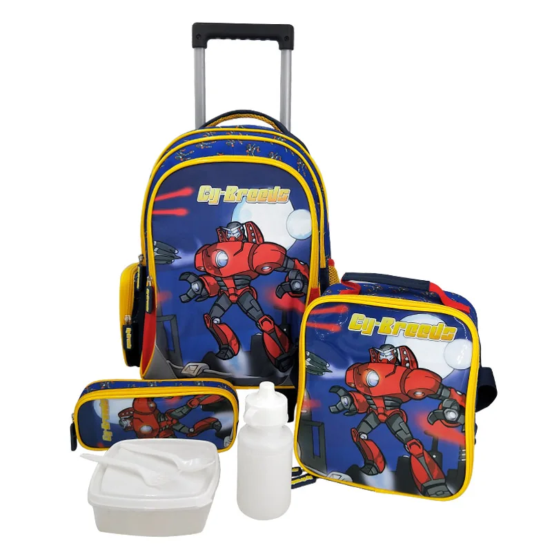 Hot Sale 16Inch Kid Trolley School Bags Double Shoulder Cartoon Trolley Bag