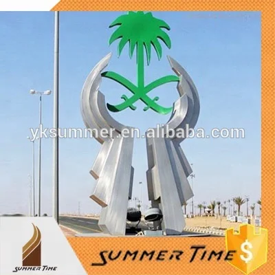Saudi Arabia modern metal art  outdoor statue landscape display roundabout decor large stainless steel garden sculpture for sale