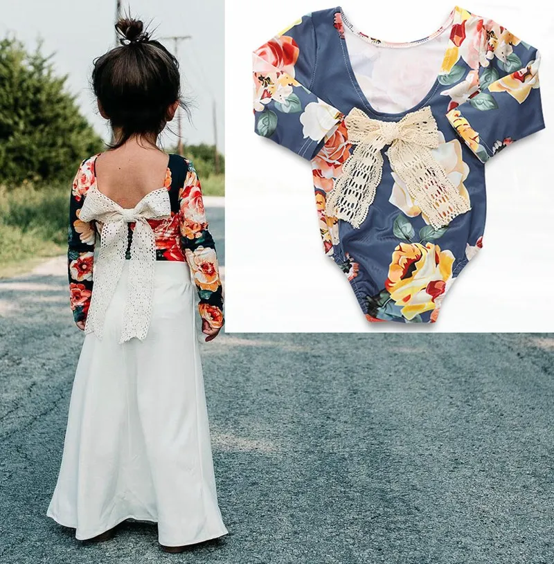 
Newborn lace bow rompers Infant floral print Bodysuit Baby Kids Girl Romper Jumpsuit Clothes Outfits 