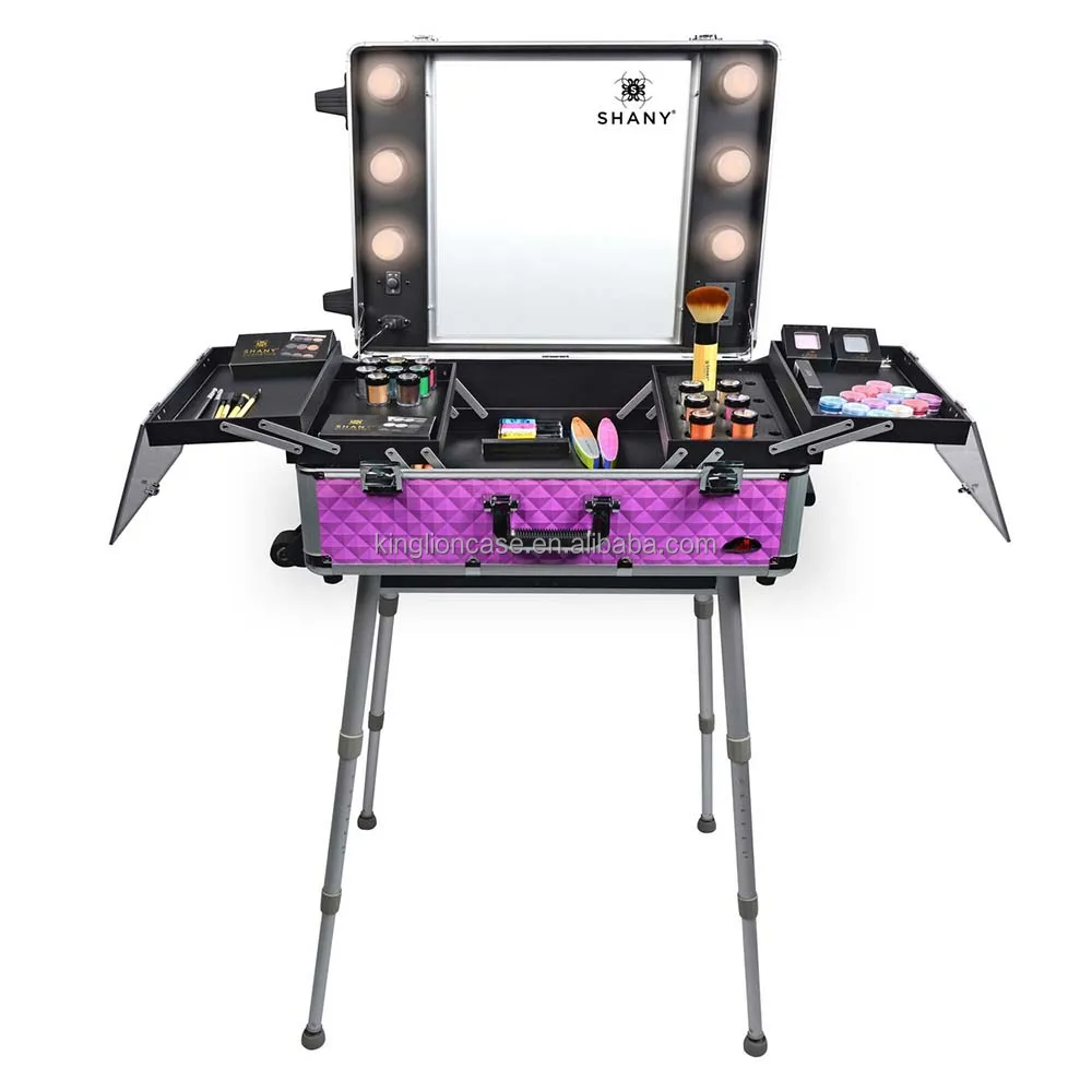 Studio To Go Makeup Case with Light - Pro Makeup Station - Purple