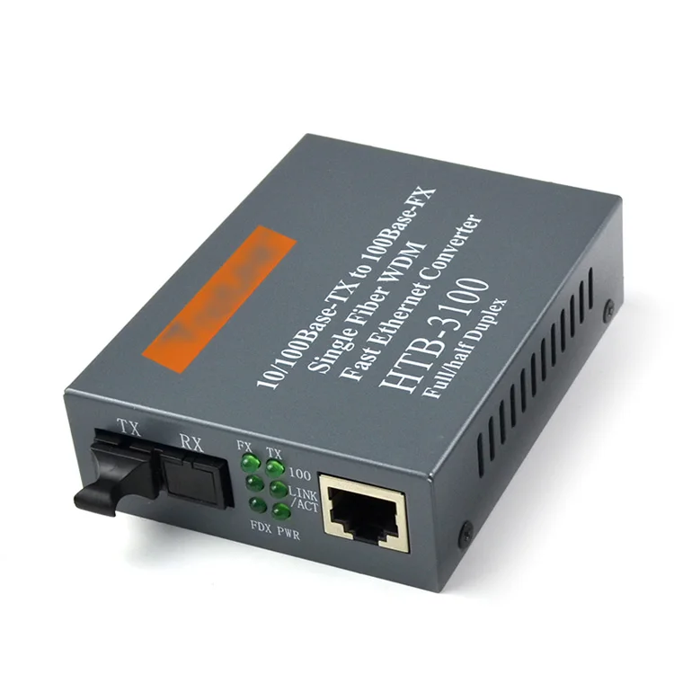 10/100M 1310/1550nm Single Mode Single Fiber WDM Bidirectional 25km Fiber Optic Media Converter Price