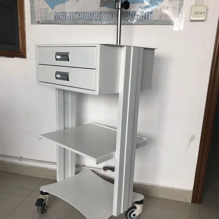 Easy Transition Built-in Handle Pull Push Travel Aluminum Frame Dual Wheel Steel Table Mobile Medical Cart