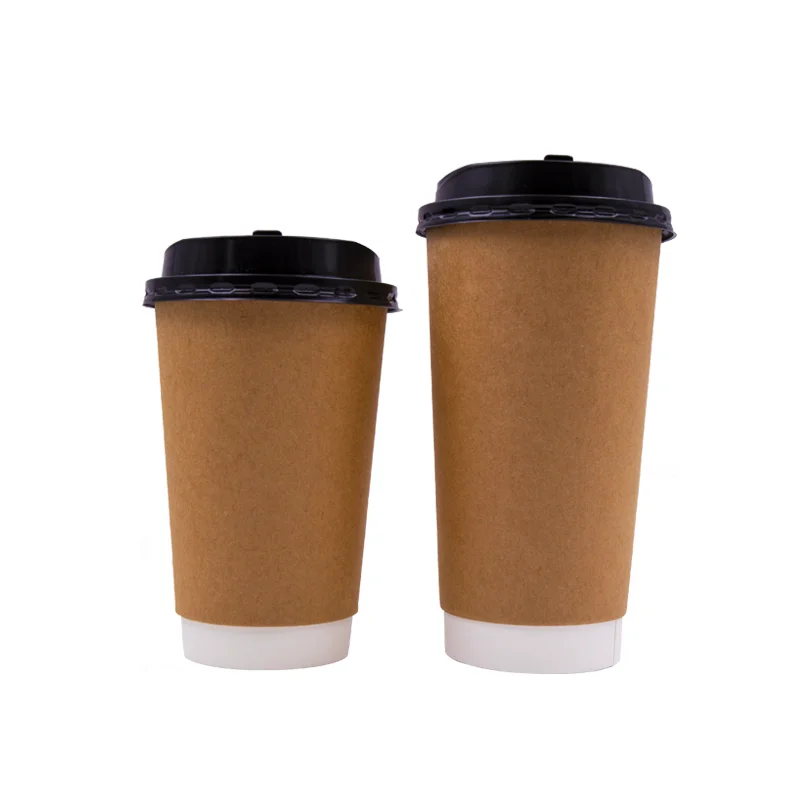 
Customized Printing 8oz 12oz 16oz 22oz Disposable Double Wall Kraft Coffee Paper Cup with Lid 