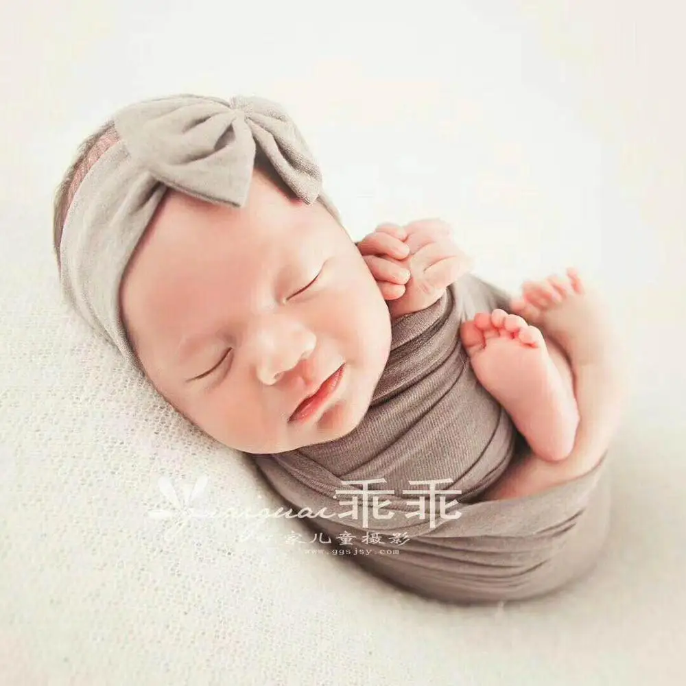 Newborn baby stretch wrap with Tieback set Baby jersey wrap 35x160cm Matching headband set Newborn photography props