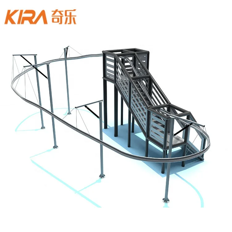 professional outdoor trampoline zip line for adult roller coaster zip line for amusement park