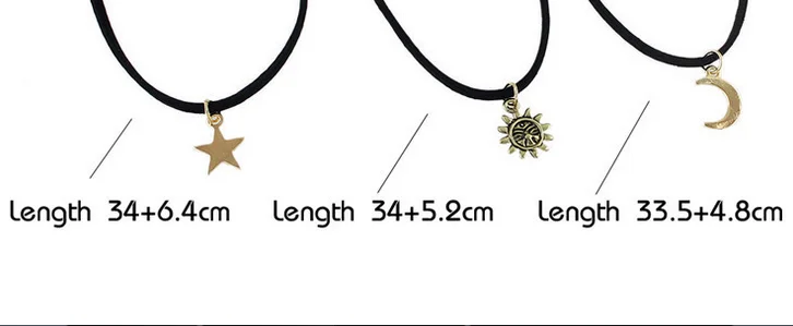 Cheap black short sun star moon pendant necklace N53-13