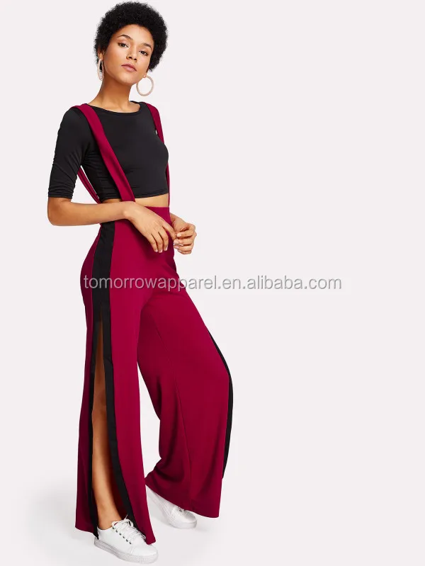 
Crop Tee With Side Split Jumpsuit Manufacture Wholesale Fashion Women Apparel (TA4045SS) 