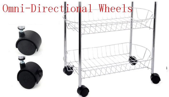 3 Tiers Chrome Finished Stainless Steel Mesh Wire Kitchen Storage Rolling Organizer Shelves Cart Trolley