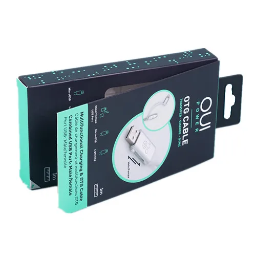 popular design custom cardboard mobile phone charger packing usb cable packaging box