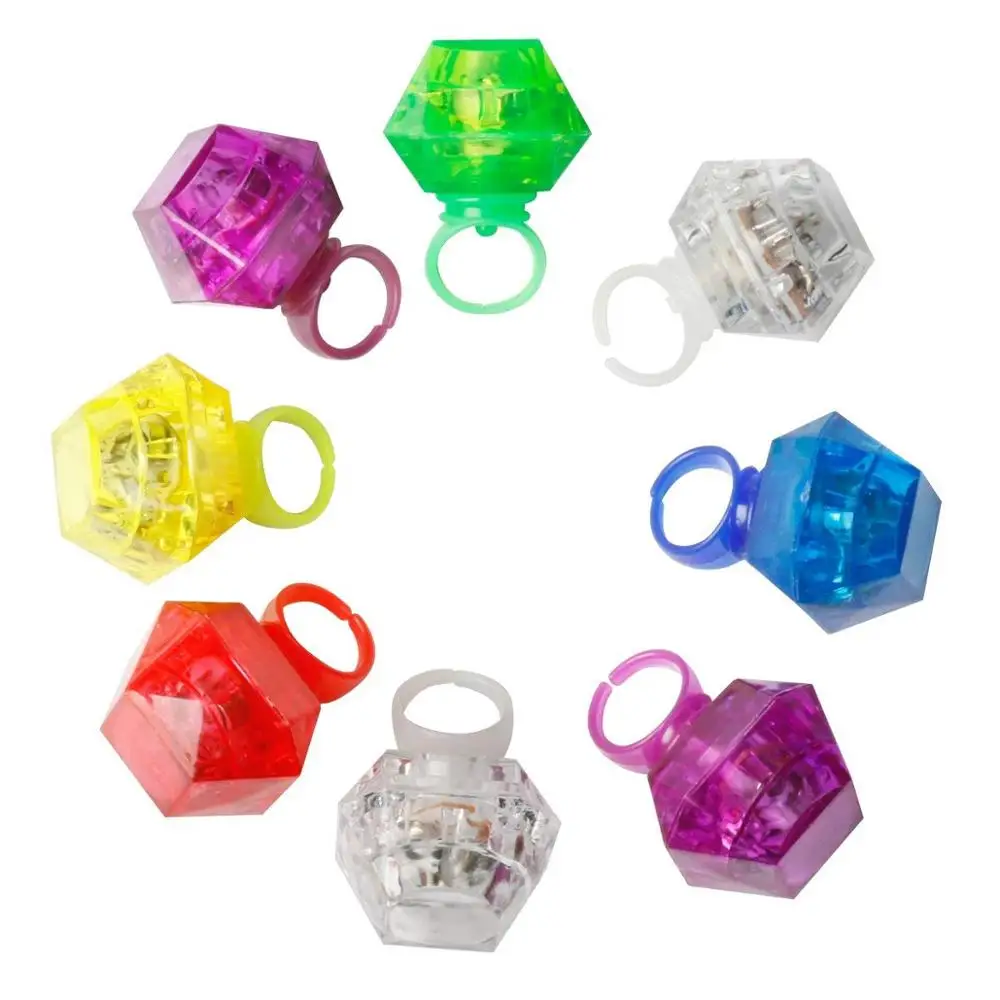 
Large Diamond Ring LED Glow Rings Light Up Flashing Ring Glow In The Dark Toys Bachelorette Birthday Party Favor 