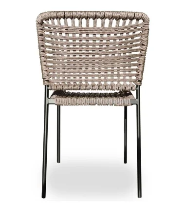 Outdoor Bistro Restaurant Cafe Chairs Outdoor Stackable Aluminum Frame Rope Chair