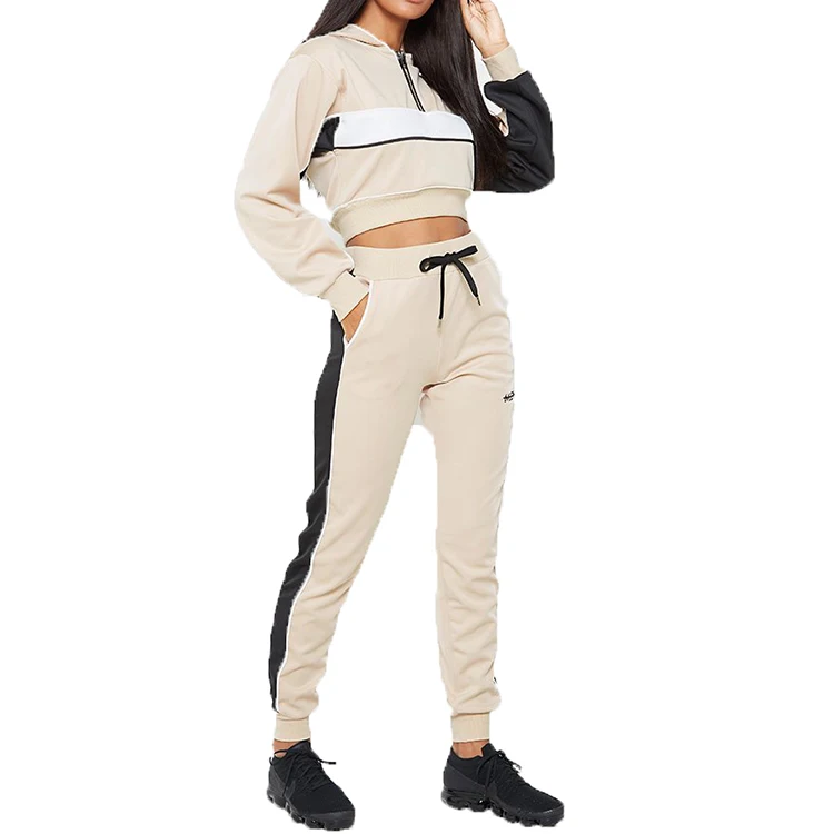 
Two piece track suit women hooded tracksuit cotton training suit fitted tracksuit 