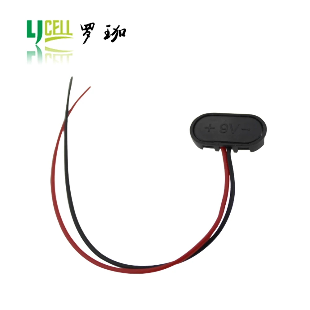 Black 9v Battery Snap Clip With The Lead Wire,Hard Plastic Shell