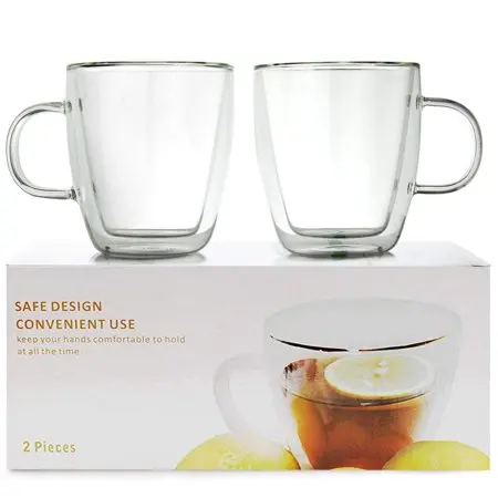 Hot sale thermo glass cups double wall drinking glass thermos cup transparent coffee mug