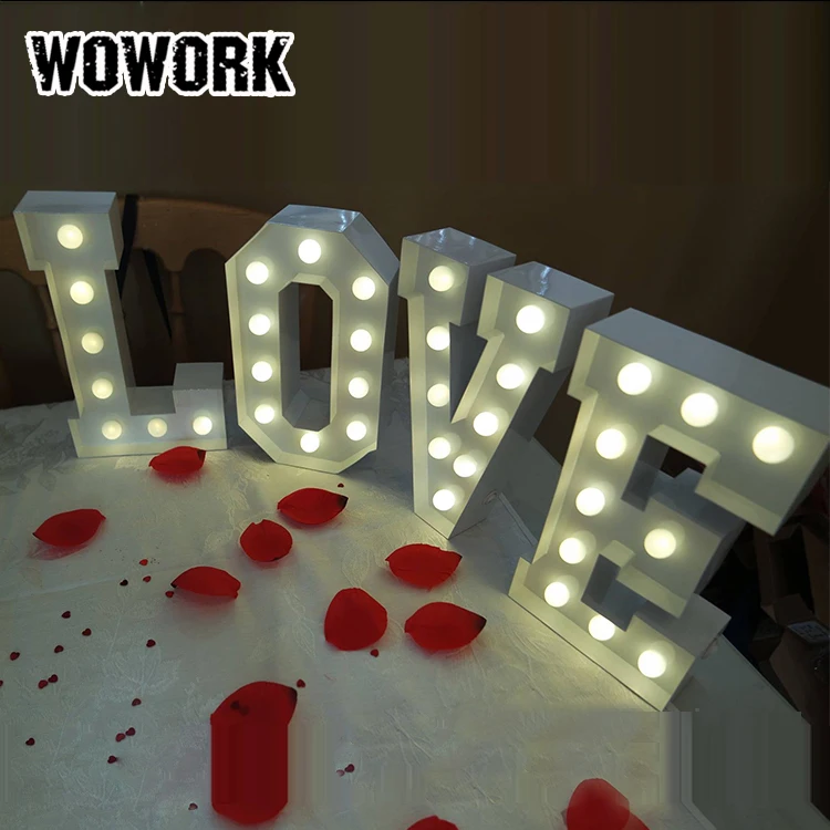 
WOWORK little letter lights love lighted letter for home metal crafts 3D led light up lamp 