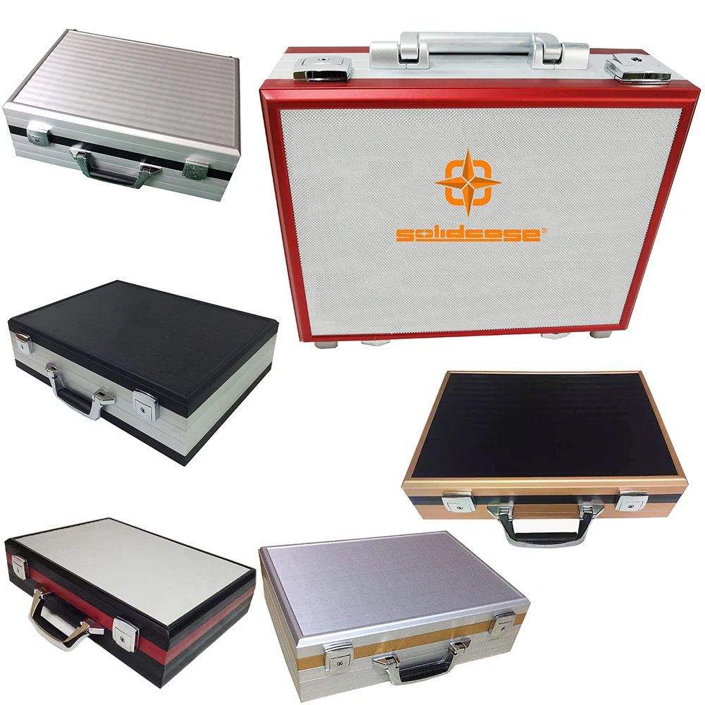Заказной красивый жесткий алюминиевый чемодан, металлический Серебряный портфель, кейс для переноски, алюминиевый металлический чемодан, портфель с пеной