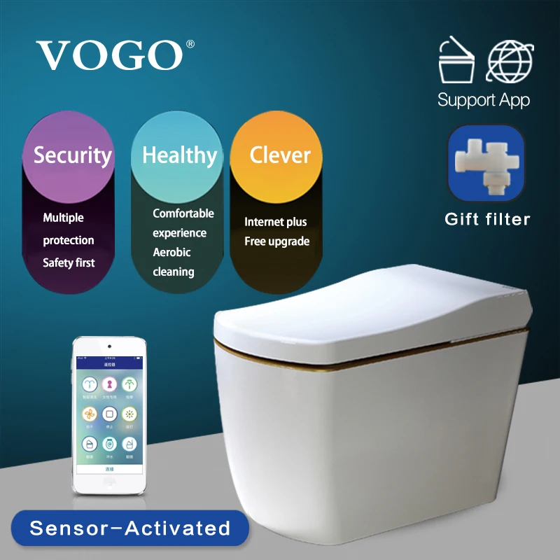 VOGO S310 слитный Электрический Интеллектуальный туалет с теплой крышкой сиденья