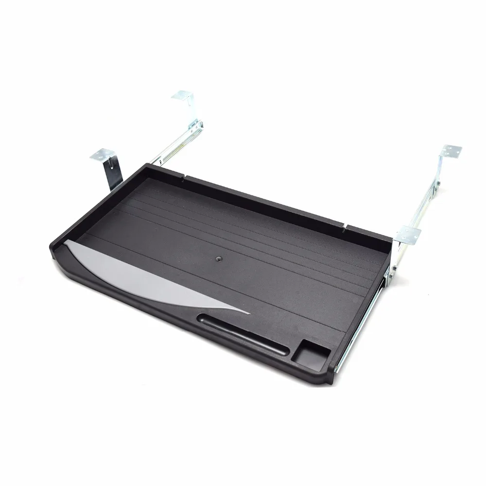 Under desk diy sliding drawer plastic computer keyboard tray