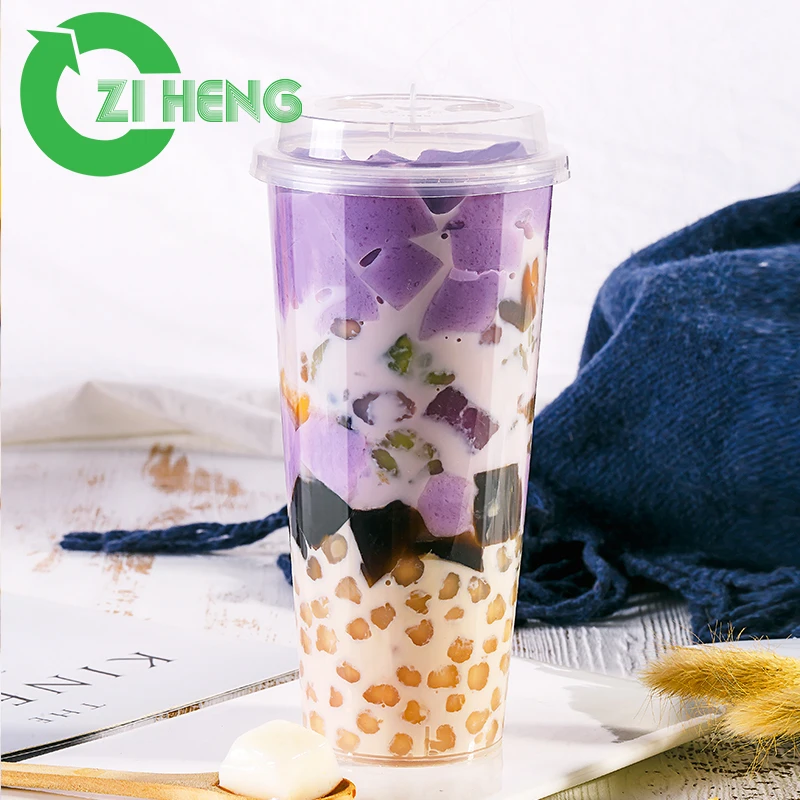  Оптовая продажа от производителя одноразовая чайная чашка boba из прозрачного пластика с логотипом на