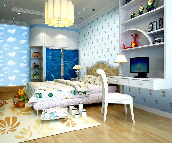 M-1571 Little Bear Wallpaper for Kids Bed Room Printable Wallpaper Material