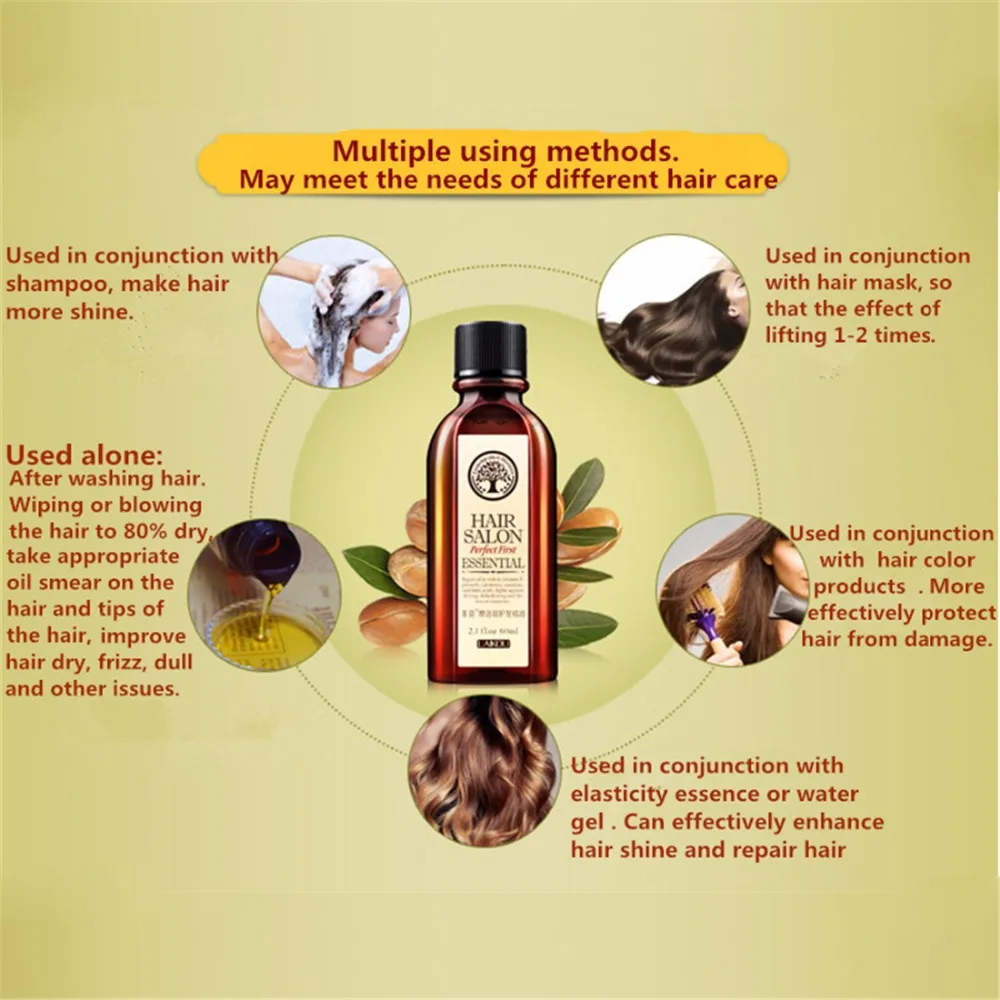 LAIKOU Hair Care Essential Oil Dry Demaged Treatments Repair Hair Serum 100% Pure Moroco Argan Oil