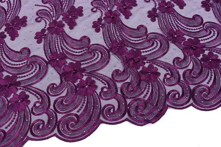 Оптовая продажа из Китая Нигерия французская кружевная ткань тюль дешевое кружево с камнями и бусинами для свадебного платья вечеринки FL0395