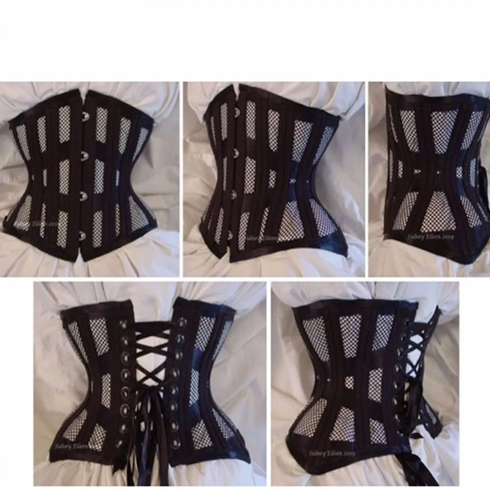 
26 Steel Double Black Corsets Waist Cincher Plus Size Steampunk Corselet Double Boned Heavy Duty Corsets and Bustiers 