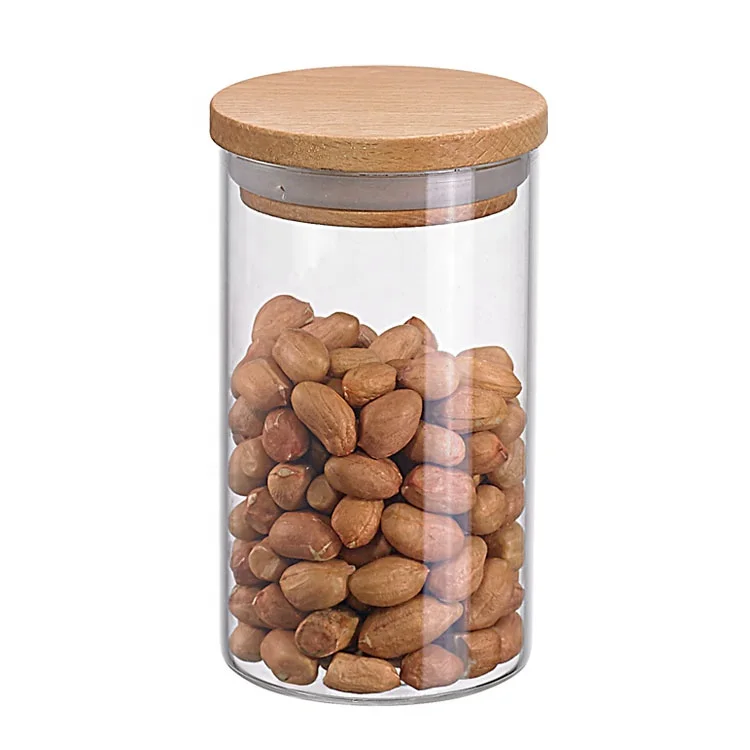 
promotion food grade transparent borosilicate glass food storage jar with lid 