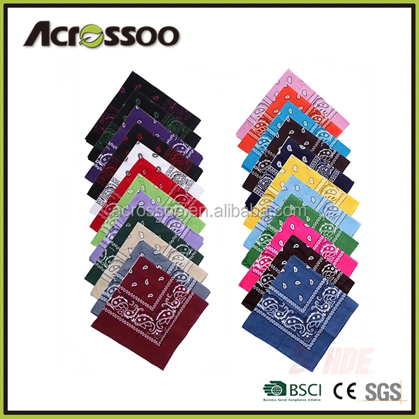 100% Cotton Solid Colors Plain Biker Sport headwear printed Bandana