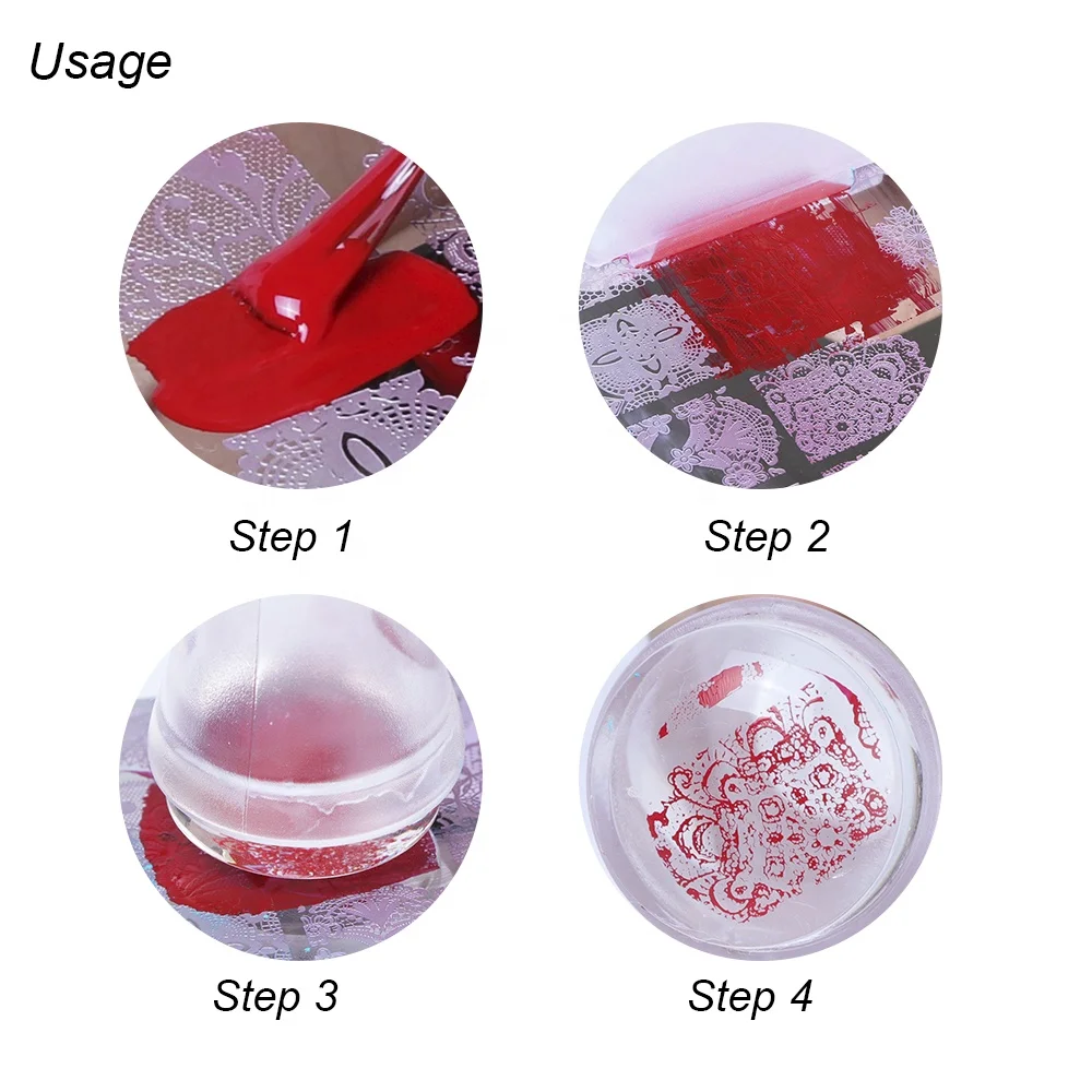 1sets Silicone Marshmallow Stamper Scraper Nail Art Stamp Clear Jelly Double Head Steel Plate Transfer Tools