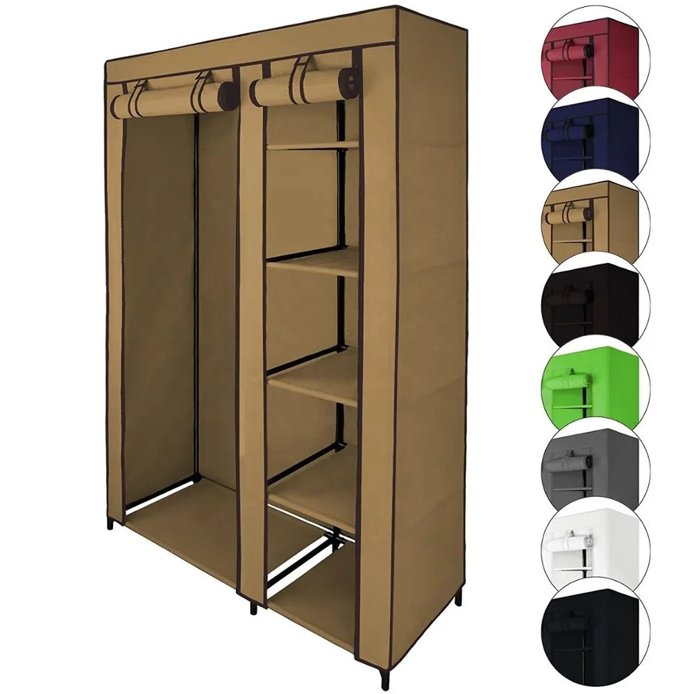 made in china Bedroom wardrobes,New style portable non-woven fabric metal steel wardrobe