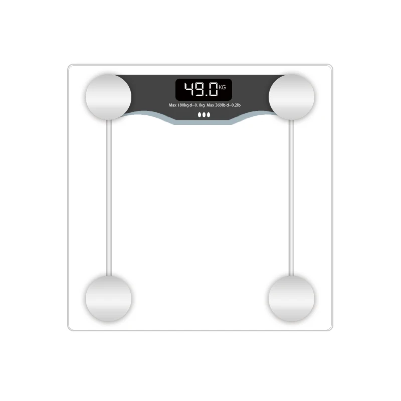 Amazon best seller ABS plastic material digital 180 kg four wheels Transparent glass digital weighing bathroom scales