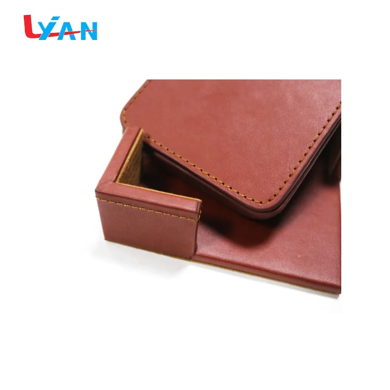 6 Pcs Square Pu Double-deck Leather Coasters Set Placemat of Cup with Coaster Holder