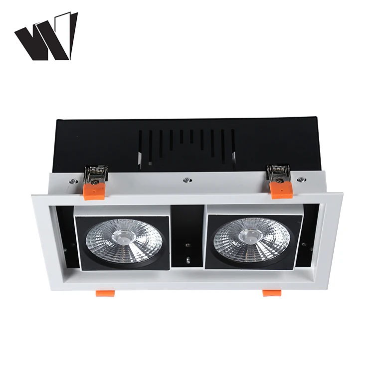 
High quality adjustable grille light fixture COB 24w 30w 40w 50w led double head downlight 