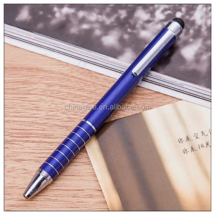  Branded twist touch screen pen metal aluminium stylus ball with silver line