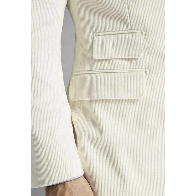 casual OEM slim beige designed 3 flap pockets vintage rural blazer casual coat notch lapel corduroy jacket men