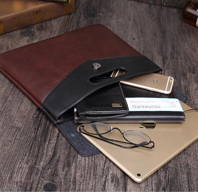 
Dreamtop DTD054 envelope design men purse PU vintage leather clutch for business files 