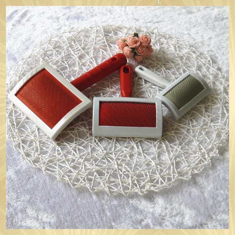 Large Size Solid Plastic Handle Long Hair Fur Dog Pet Cat Animal Poodle Puppy Cleaning Soft Stainless Steel Pins Slicker Brush