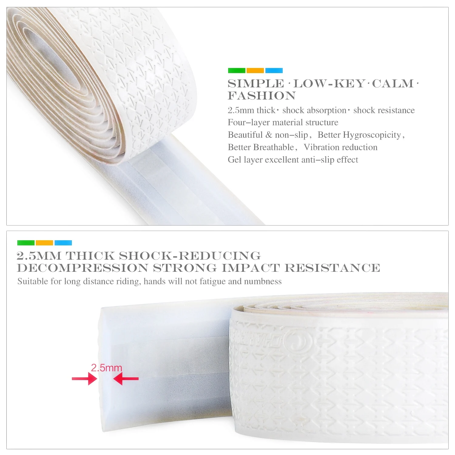 Champkey STP-L Handlebar Tape, Road Bike Bar Tape, Cycling Handle Wraps - 2 Rolls per Set